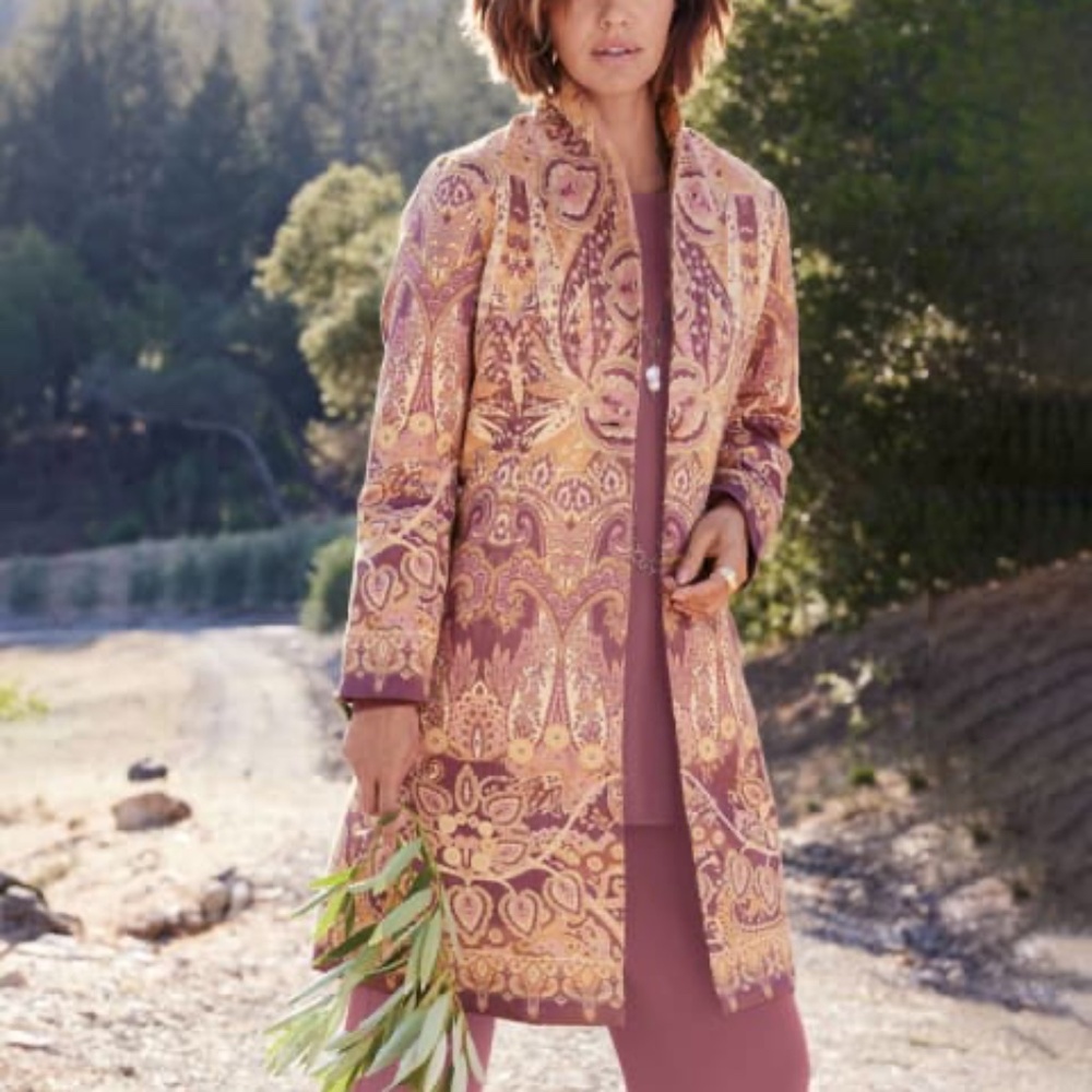 Soft Surroundings faux suede mid length woman jacket